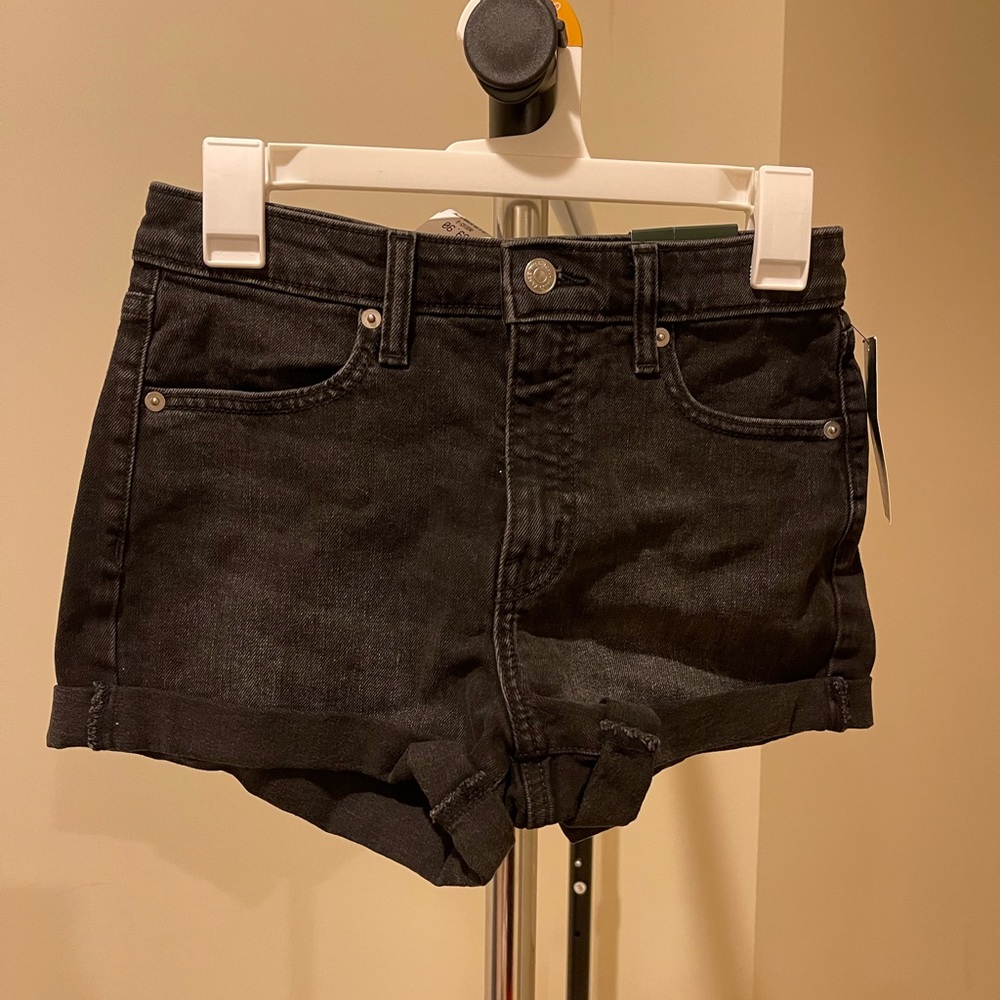 acid washed black shorts